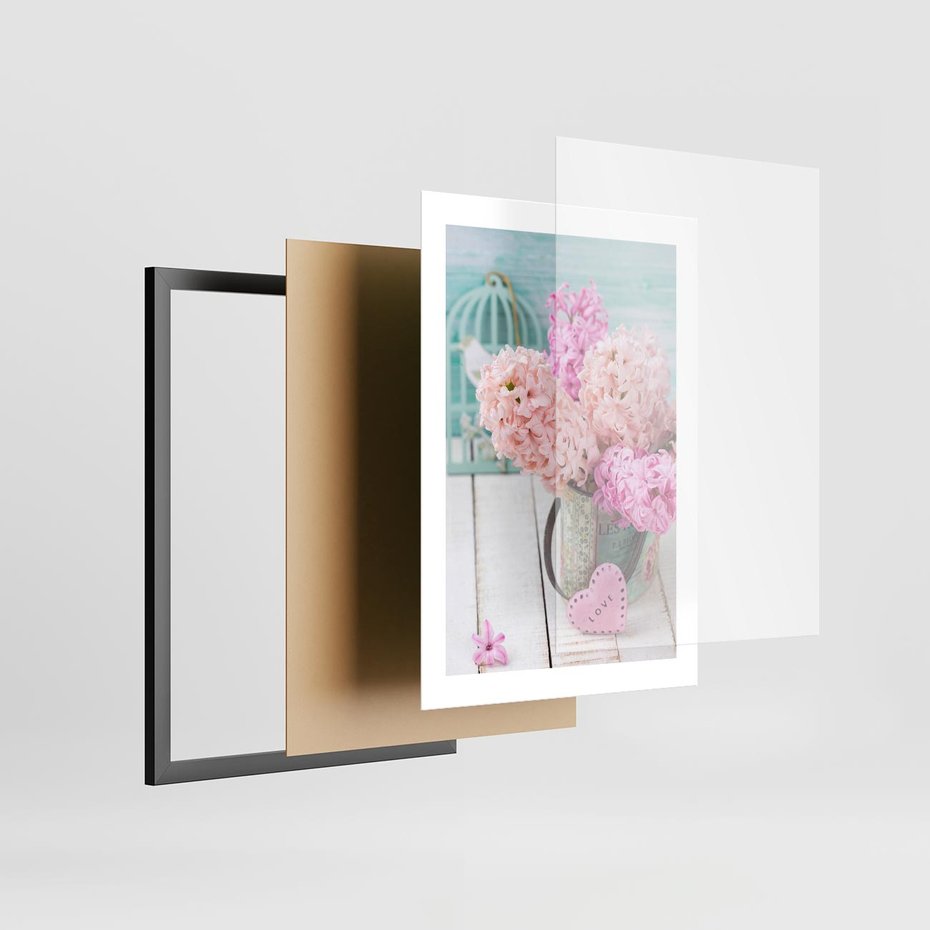Plakat w ramie 30x40 - Kwiatowa harmonia hiacyntów - kwiaty, hiacynty - rama czarna