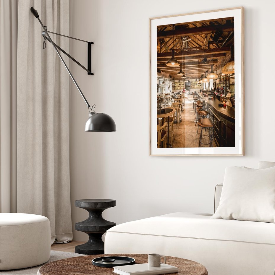 Plakat w ramie 50x70 - Smak i styl - restauracja, architektura - rama drewno