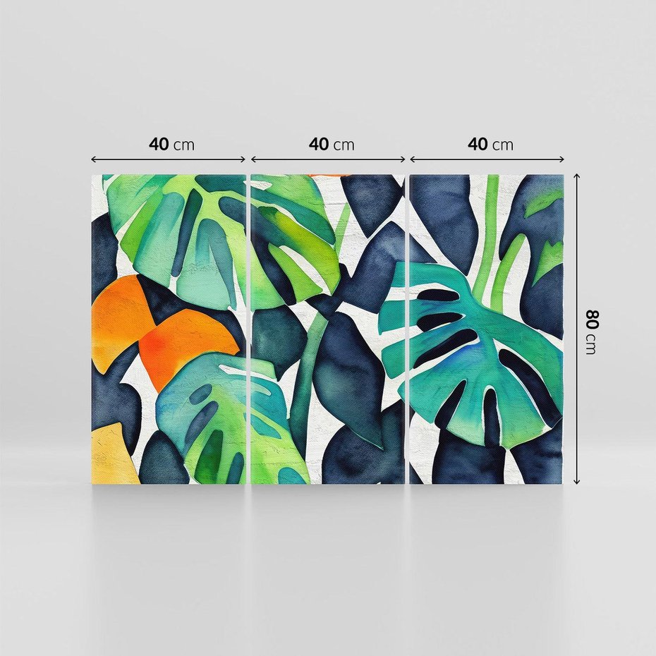 Obraz na płótnie 120x80 - Tropikalne Pragnienia - akwarela, liście tropikalne