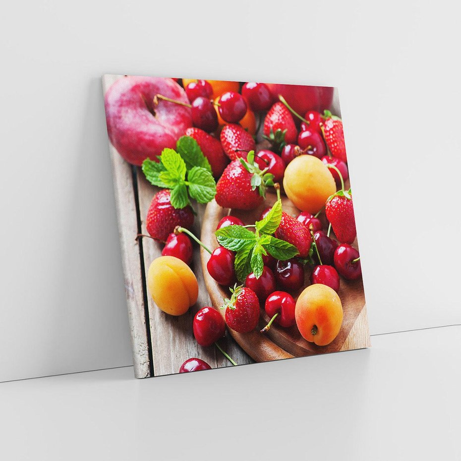 Obraz na płótnie 40x40 - Owoce w restauracji artystycznie - owoce, restauracja