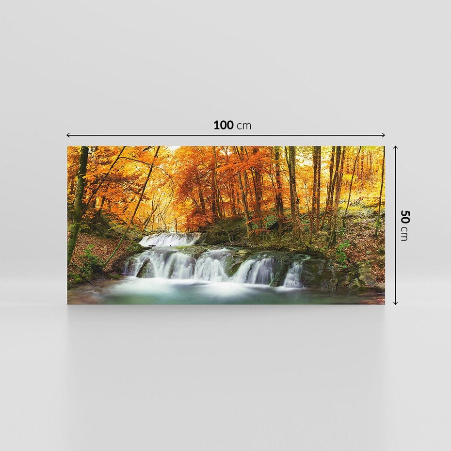 Obraz na płótnie 100x50 - Jesienny wodospad w lesie - jesień, wodospad