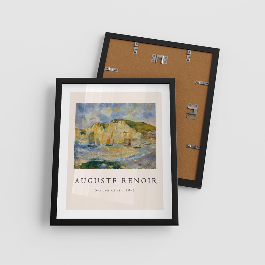 Plakat w ramie 40x50 - Plakat z Reprodukcją A. Renoira - Auguste Renoir, Morze i klify - rama czarna