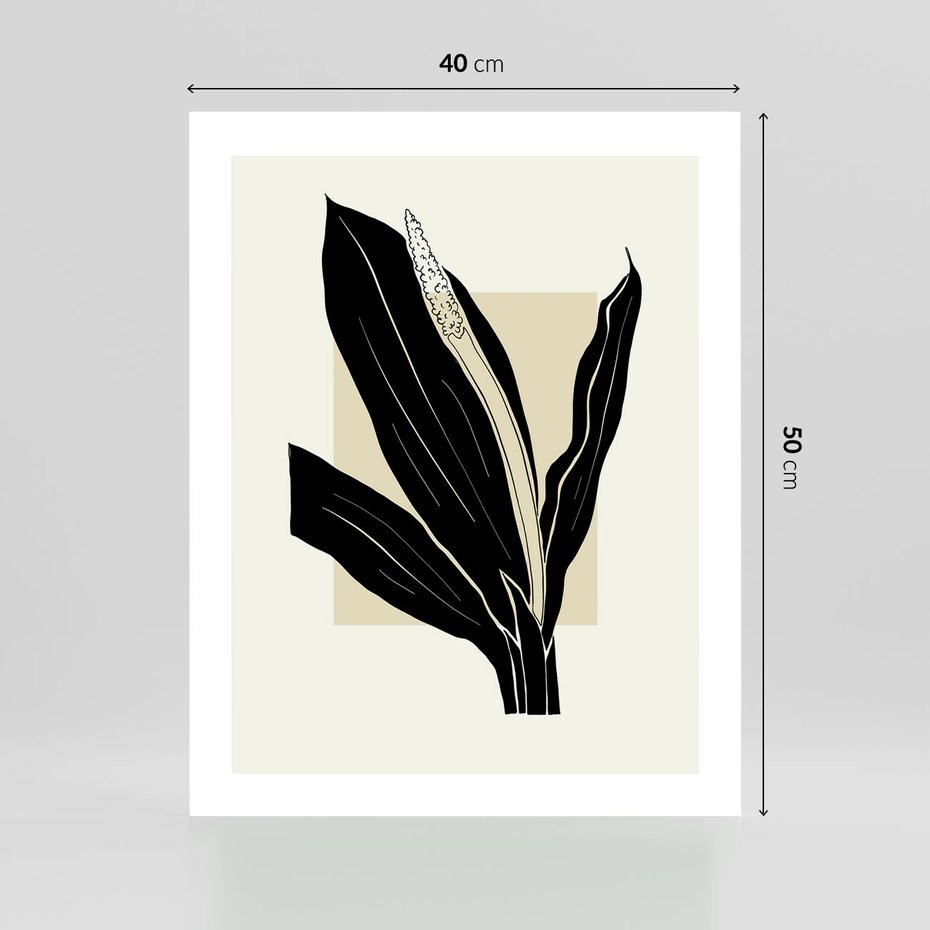 Plakat bez ramy 40x50 - Harmonia liści - minimalistyczny obraz, szkic