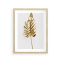 Plakat w ramie 30x40 - Ponadczasowy Urok - złote, liście - rama drewno