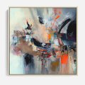 Obraz w ramie 50x50 - Kontrapunkty zatajonych uczuć - dynamiczna abstrakcja, bałagan na płótnie - rama drewno