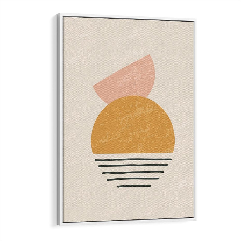 Obraz w ramie 70x100 - Krótka Forma - abstrakcyjna sztuka, boho kształty - rama biała