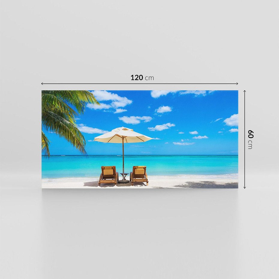 Obraz na płótnie 120x60 - Urok palmowego raju - plaża, palma