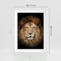 Plakat w ramie 30x40 - Król zwierząt w majestatycznym stylu - lew, król - rama biała