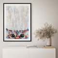 Plakat bez ramy 21x30 - Co ja Widzę - obraz olejny, śmieszny obraz kota