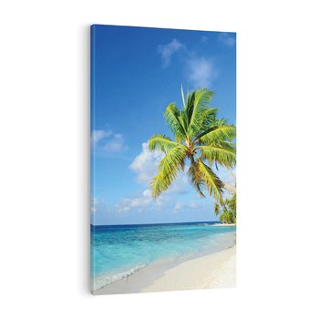 Obraz na płótnie 80x120 - Rajskie Malediwy: Plaża pod palmami - Malediwy, plaża