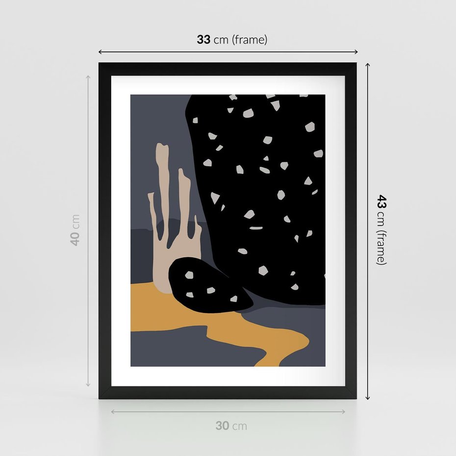Plakat w ramie 30x40 - Formy Szarości - ciemny, mroczny plakat - rama czarna