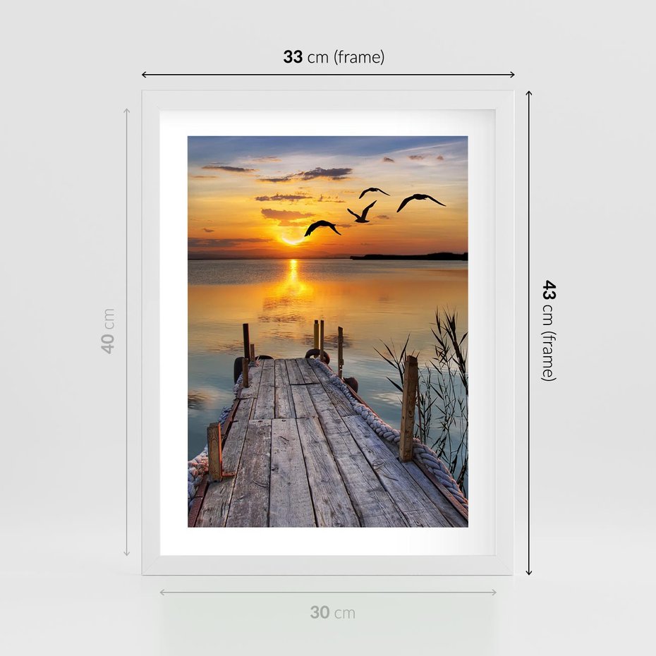 Plakat w ramie 30x40 - Magia zachodu słońca - zachód, słońca - rama biała