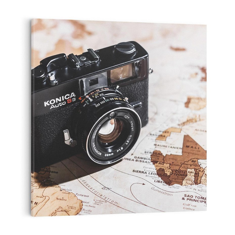 Obraz na płótnie 70x70 - Fotograficzna Przygoda Retro - aparat, retro