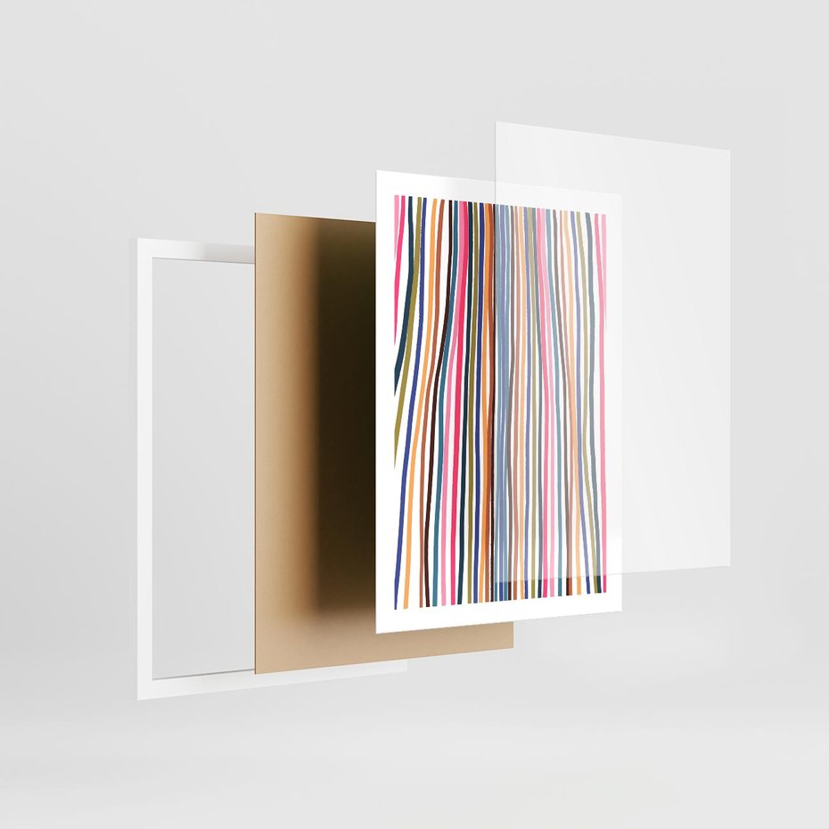 Plakat w ramie 50x70 - Energetyczne Nurtujące - kolorowe wzory, tęczowe żywe kolory - rama biała