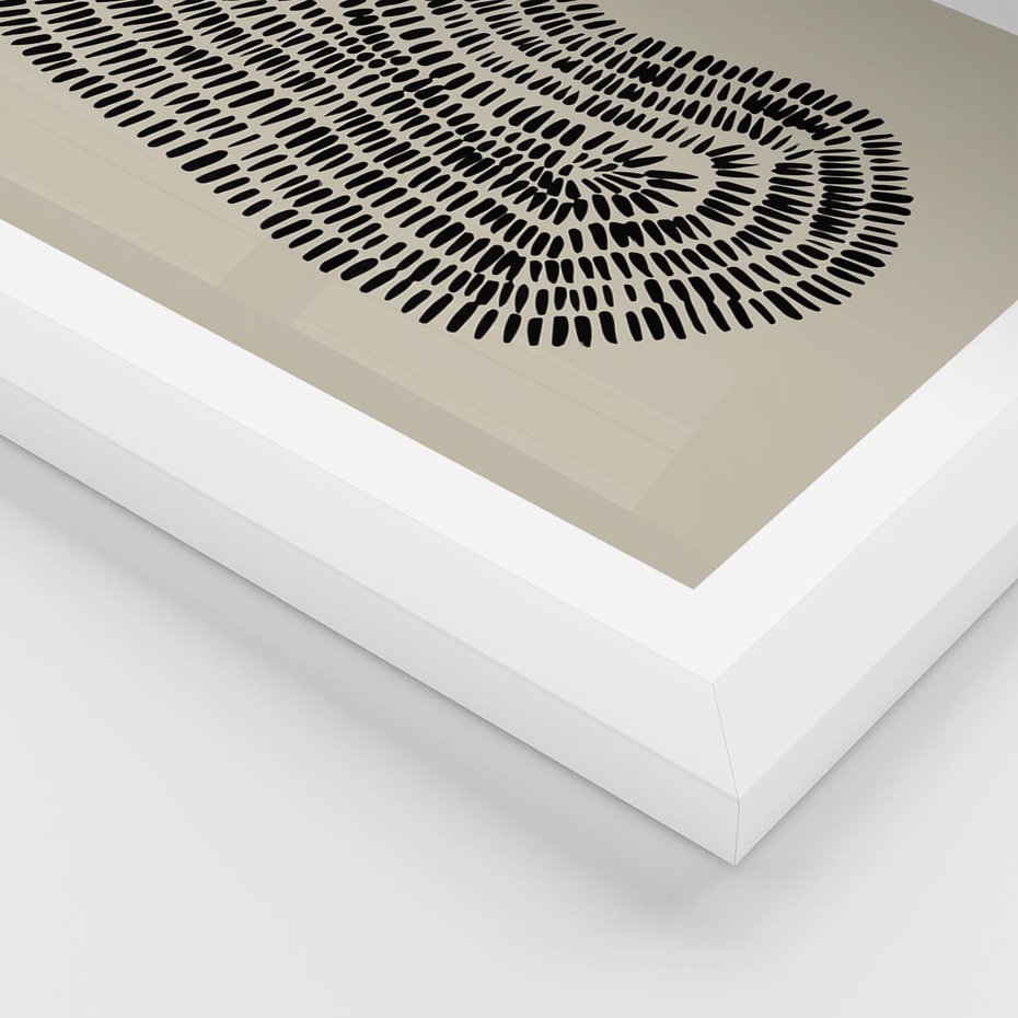 Plakat w ramie 40x50 - Nowoczesne Odbicia Wnętrza - boho plakat, czarne kropki kreski - rama biała