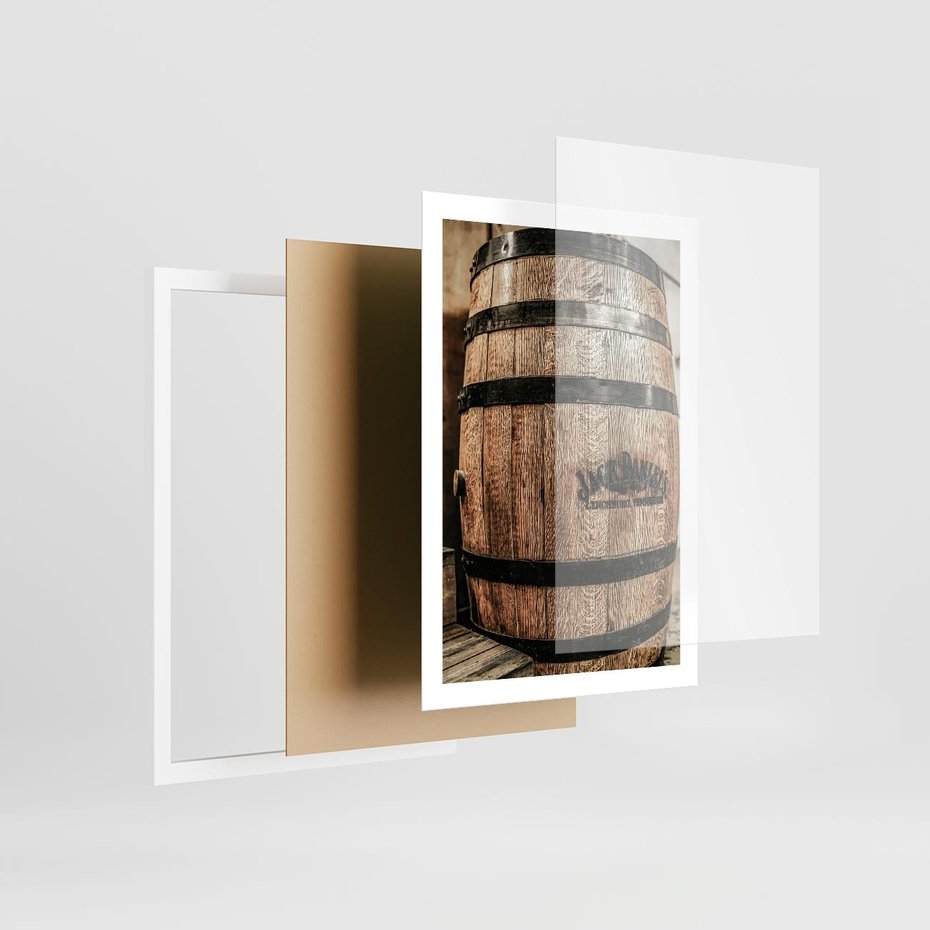 Plakat w ramie 50x70 - Rustykalna Whisky - beczka whiskey, jack daniel's - rama biała
