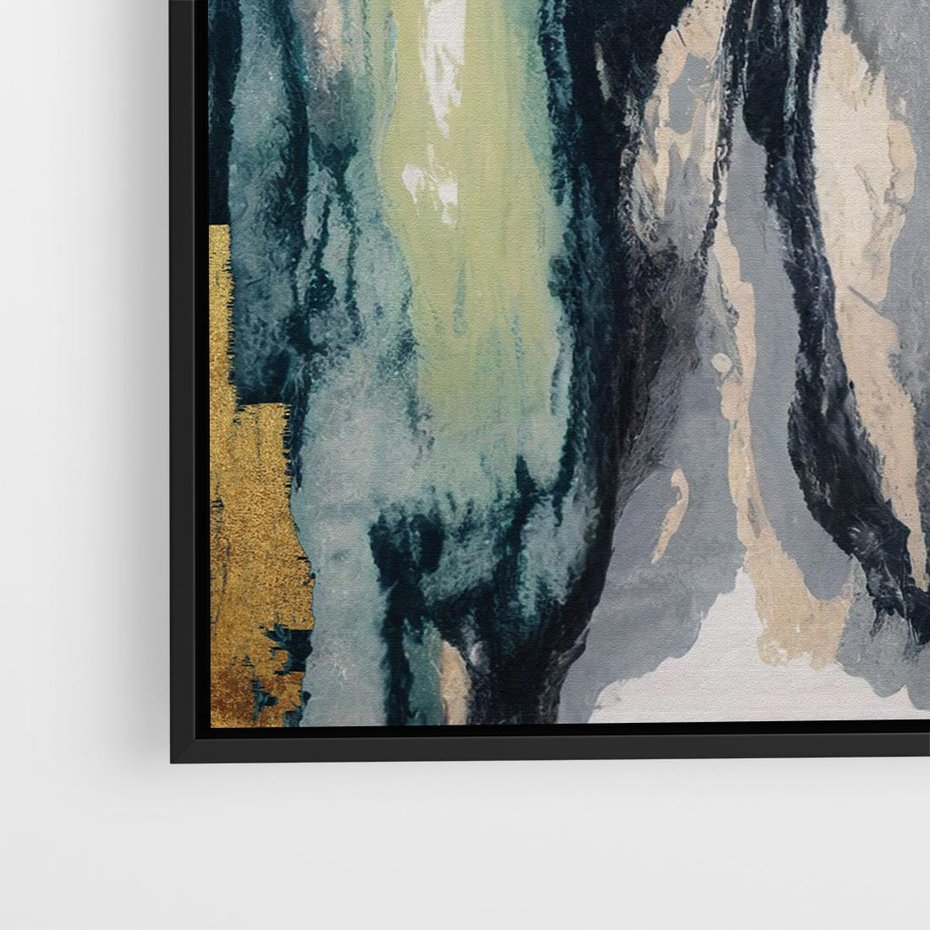 Obraz w ramie 50x50 - Sfumowane zmysły artysty - rozmyte kolory, zieleń - rama czarna