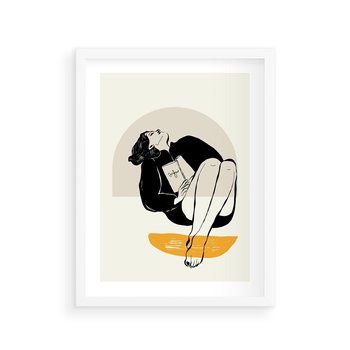 Plakat w ramie 30x40 - Kształt Kobiecego Portretu - grafika, kobieta - rama biała