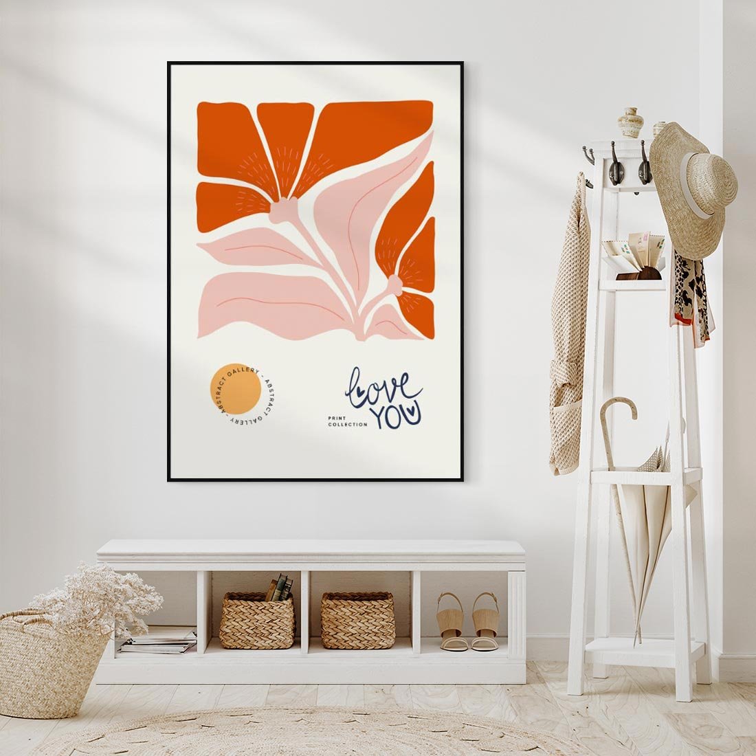 Obraz w ramie 50x70 - Miłość w Kwiatowym Sercu - kwiaty, miłość - rama czarna