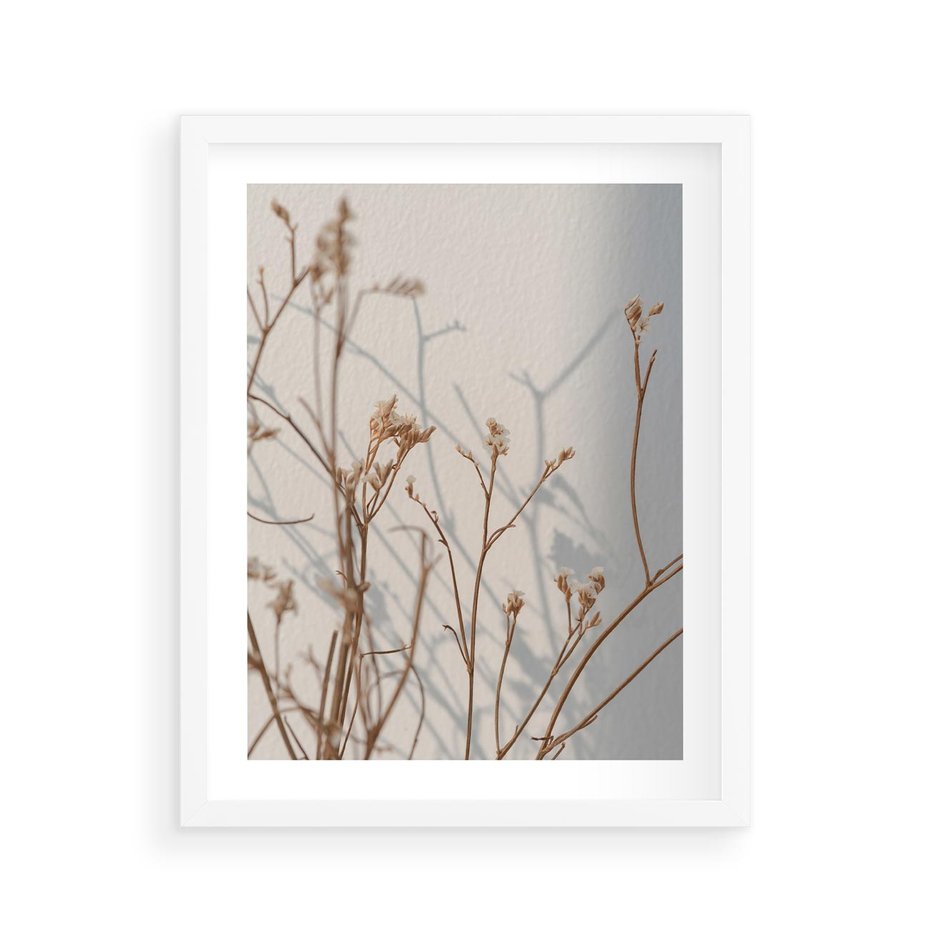 Plakat w ramie 40x50 - Boho gałązki suche - gałązki, suche - rama biała