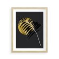 Plakat w ramie 40x50 - Egzotyczna Elegancja - palma, na czarnym tle - rama drewno