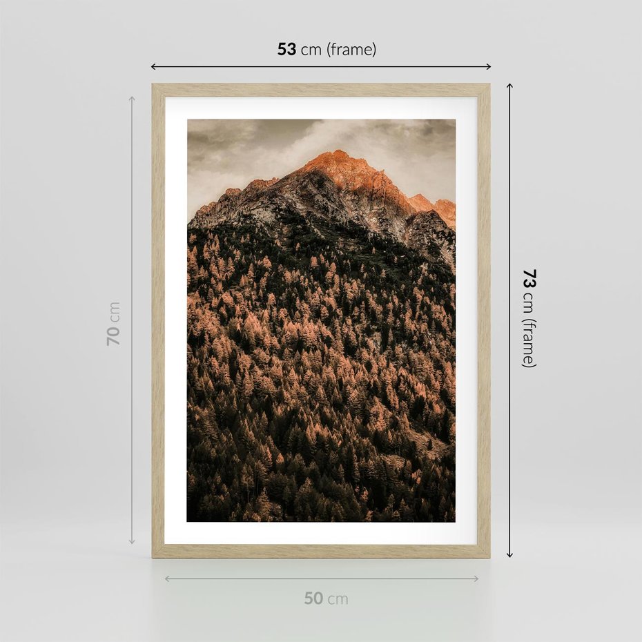 Plakat w ramie 50x70 - Jesienna Godzina w Górach - góry, las w górach - rama drewno