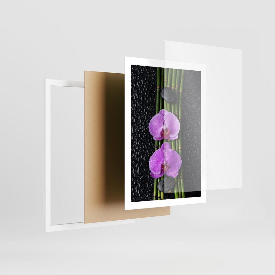 Plakat w ramie 50x70 - Japońskie Spa w Otoczeniu Storczyków - storczyk, spa - rama biała