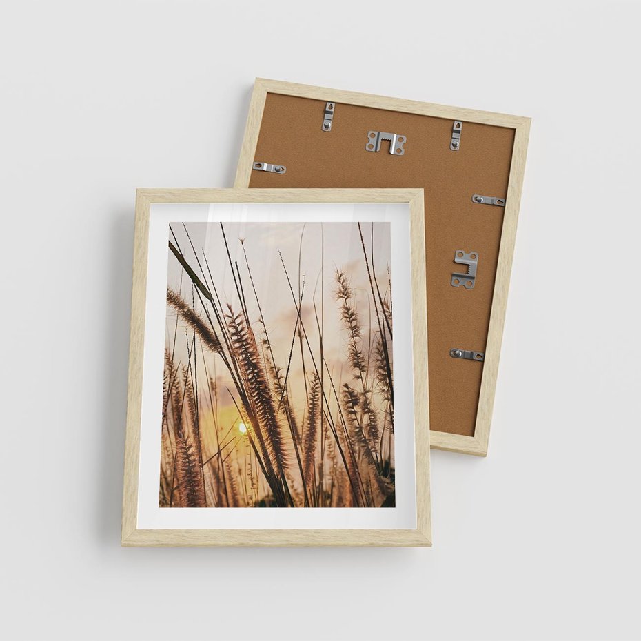 Plakat w ramie 40x50 - Malownicza Łąka z Trawam - trawy, łąka - rama drewno