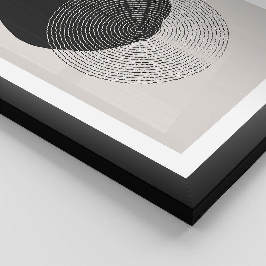 Plakat w ramie 40x50 - Boho Przenikanie Uroku - abstrakcyjna kompozycja, okręgi - rama czarna