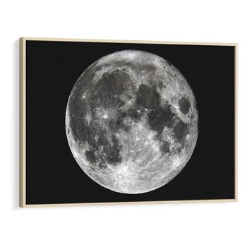 Obraz w ramie 120x80 - Księżycowa Aura - zdjęcie, ogromny księżyc na czarnym tle - rama drewno