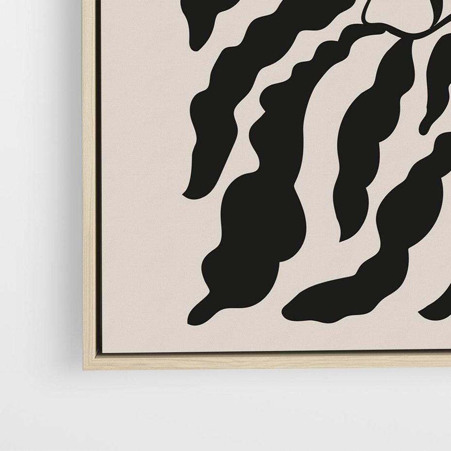 Obraz w ramie 50x50 - Księga Odbić - abstrakcyjne liśćie, roślinne motywy - rama drewno