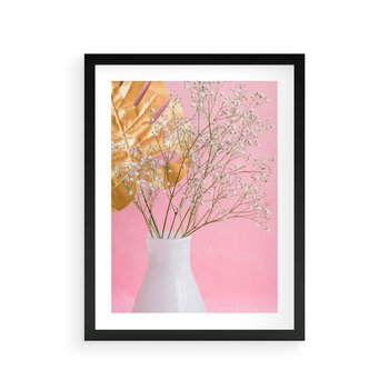 Plakat w ramie 50x70 - Przyjemność Złotej Natury - złote, liście - rama czarna