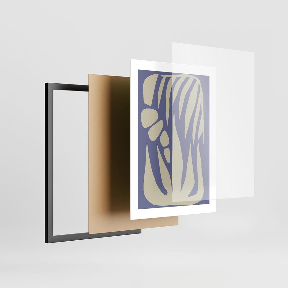 Plakat w ramie 30x40 - Kształty Niewidzialnych Granic - abstrakcyjna sztuka, skandynawski styl - rama czarna