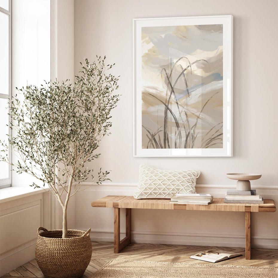 Plakat w ramie 40x50 - Nowoczesne Odbicia - akwarela, obraz - rama biała