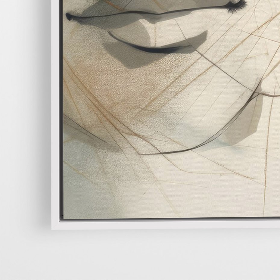 Obraz w ramie 70x100 - Tylko Zamknij Oczy - twarz kobiety, zamknięte oczy - rama biała