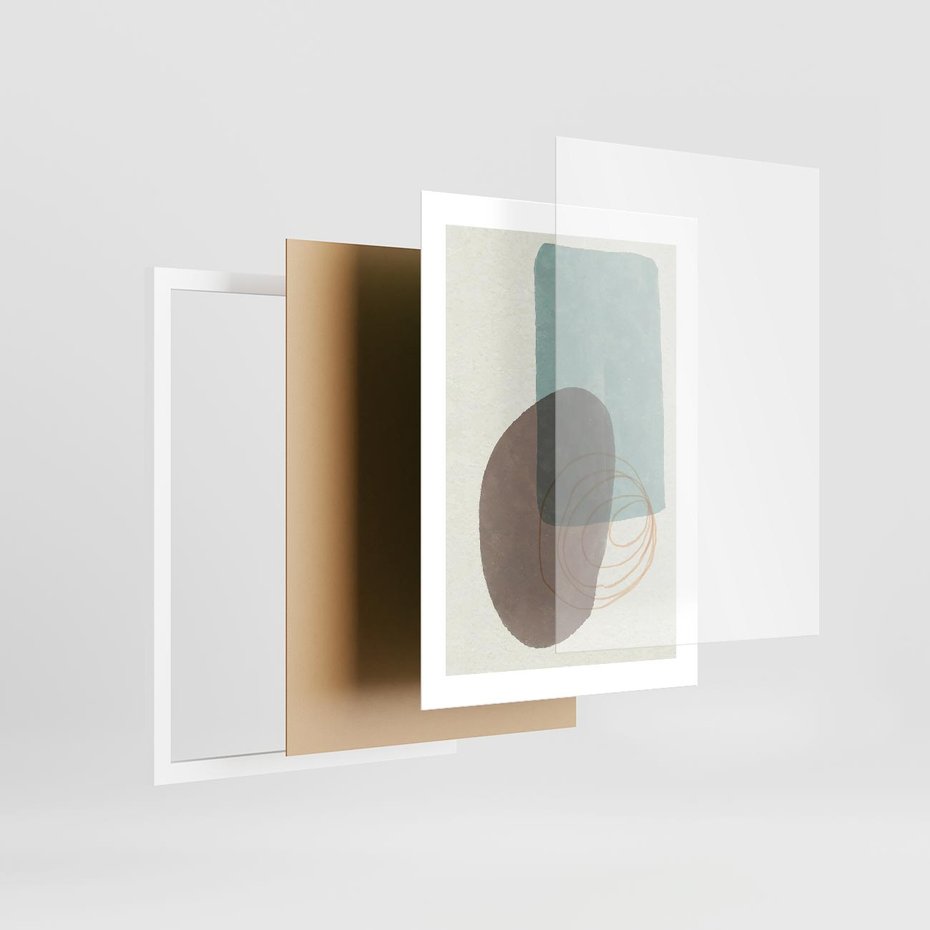 Plakat w ramie 30x40 - Rozkwitające Formy - geometryczne elementy, stonowane ziemiste kolory - rama biała