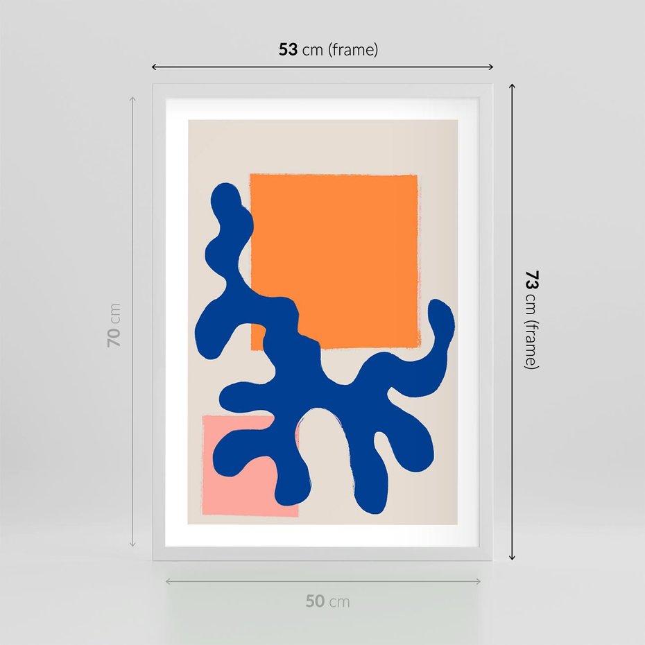 Plakat w ramie 50x70 - Bezczasowe Pastelowe Plamy - abstrakcja, nowoczesny plakat - rama biała