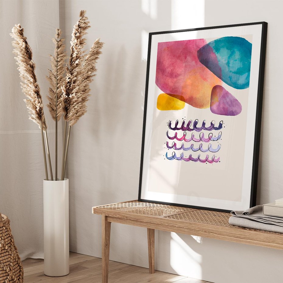 Plakat bez ramy 50x70 - Impresje Akwarelowej Przestrzeni - kolorowe pastelowe plamy, rozmyte żywe kolory