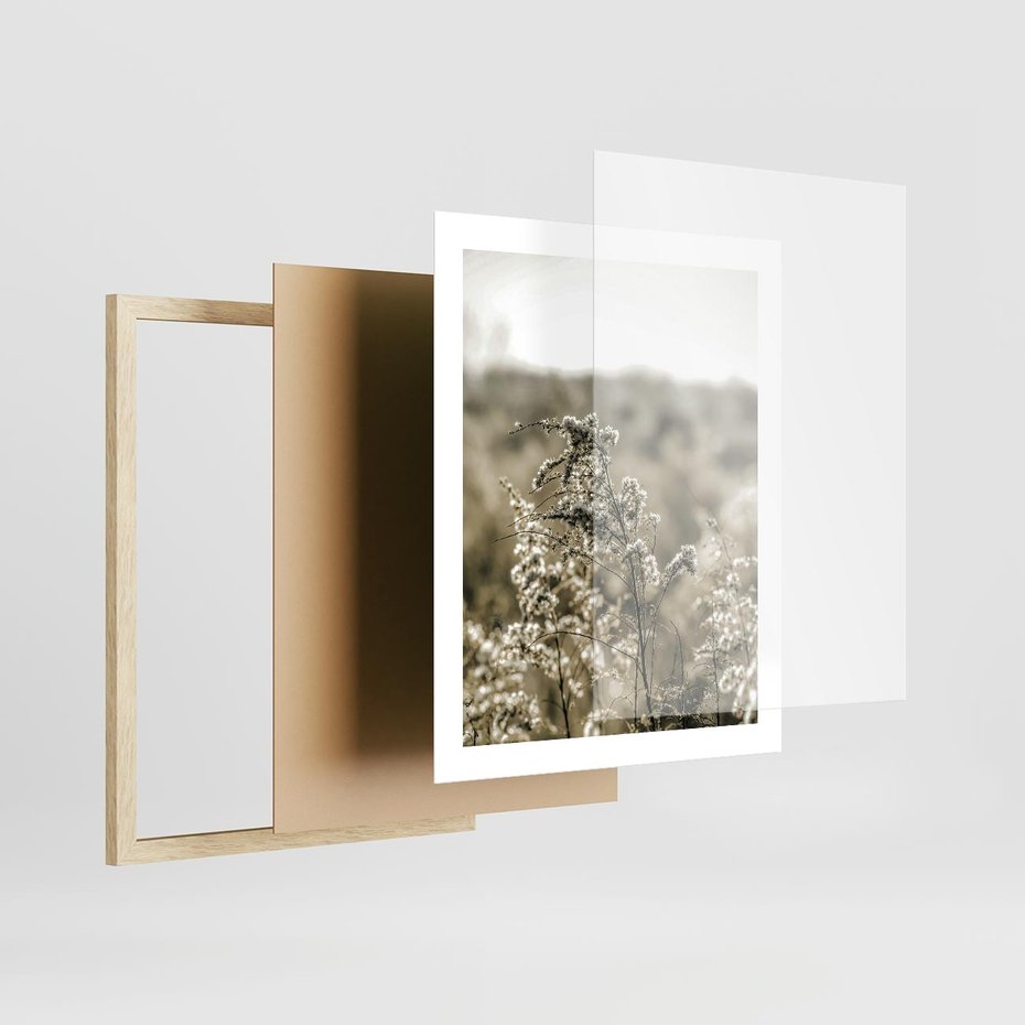 Plakat w ramie 40x50 - Pampas i Bocho - suche trawy, bocho - rama drewno