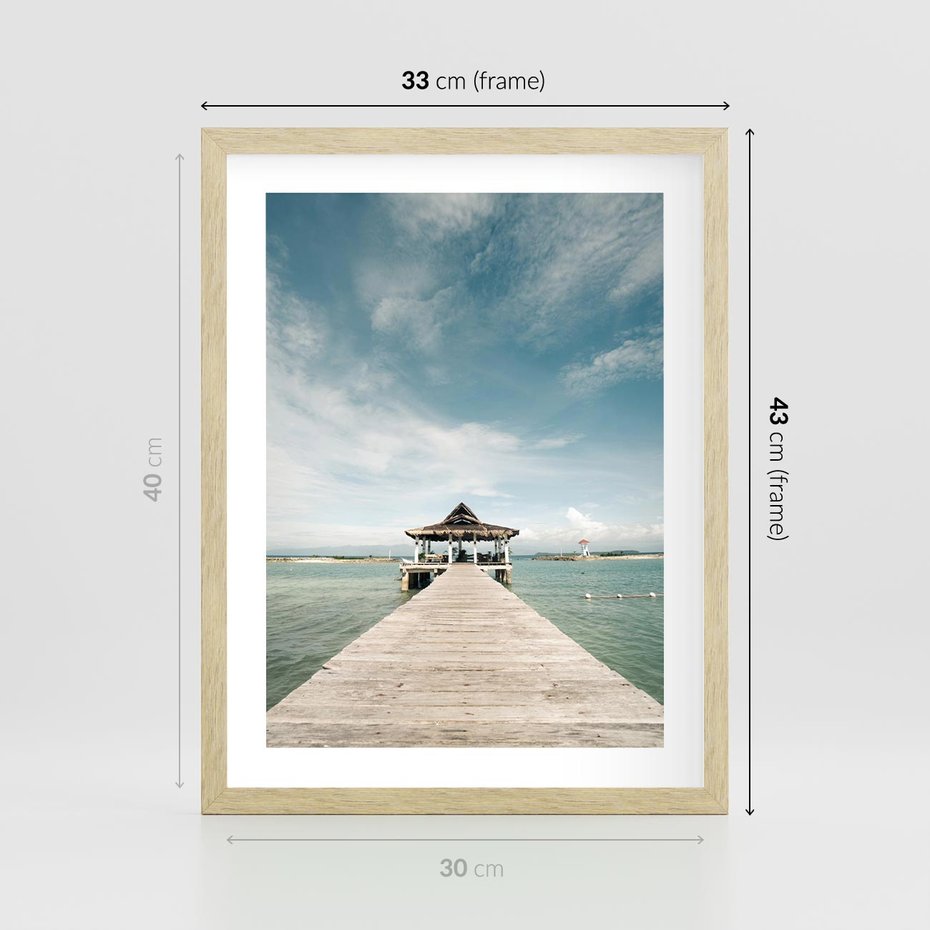 Plakat w ramie 30x40 - Magia Morza i Piękno Plaży - Hawaje, morze - rama drewno