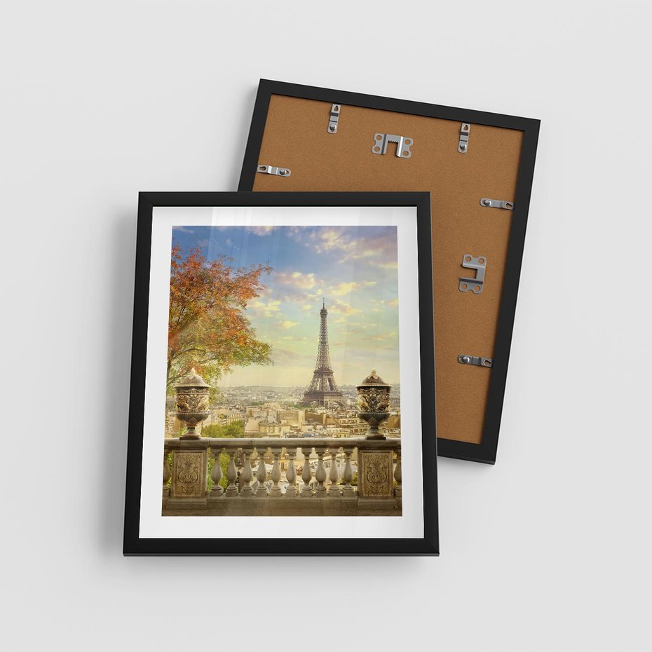 Plakat w ramie 40x50 - Paryż za Wieżą Eiffla - Paryż, Eiffla - rama czarna