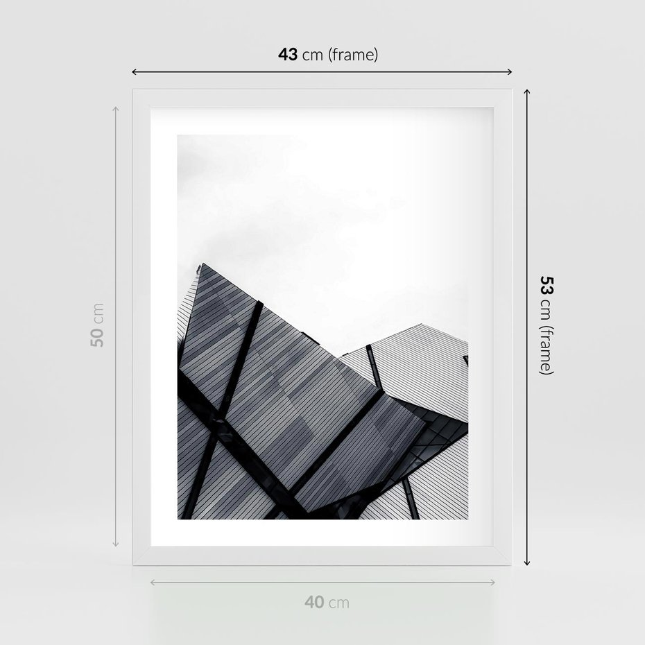 Plakat w ramie 40x50 - Nowoczesna Metropolia - architektura, proste linie - rama biała