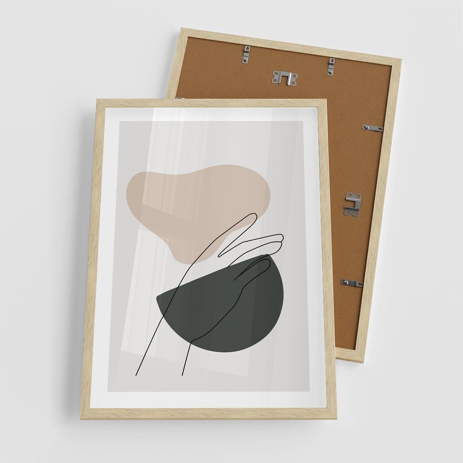 Plakat w ramie 50x70 - Rozkwitająca Opowieść - szkic jedną linią, one lone - rama drewno