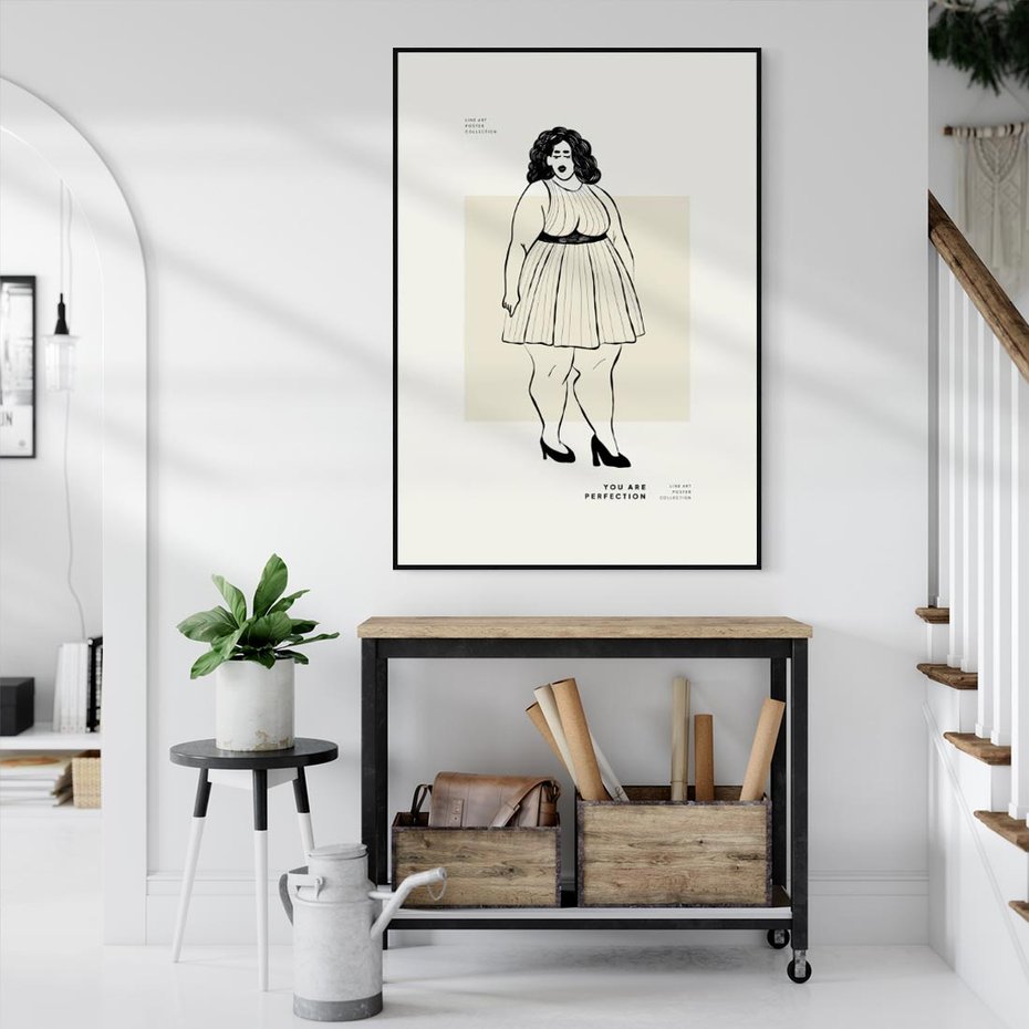 Obraz w ramie 70x100 - Ekspresja Wewnętrznych Emocji - kobieta, samoakceptacja - rama czarna