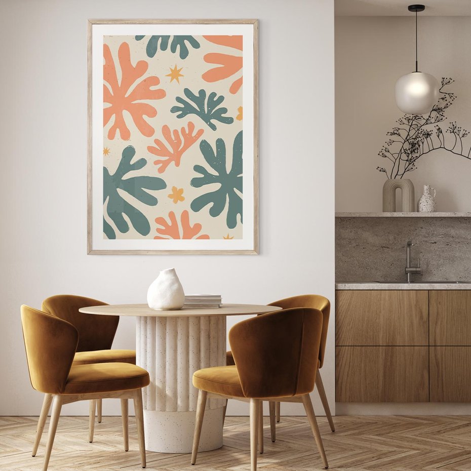 Plakat w ramie 40x50 - Boho Wybuch - boho formy, kształty - rama drewno