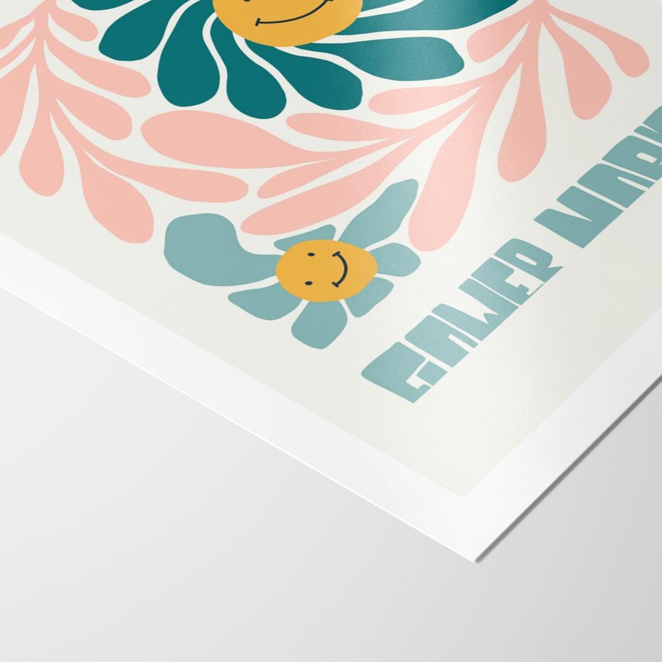 Plakat bez ramy 30x40 - Harmonia płatków kwiatów - kwiatowa retro kompozycja, pastelowe kolory