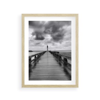 Plakat w ramie 30x40 - Romantyczny pomost z latarnią - pomost, latarnia - rama drewno