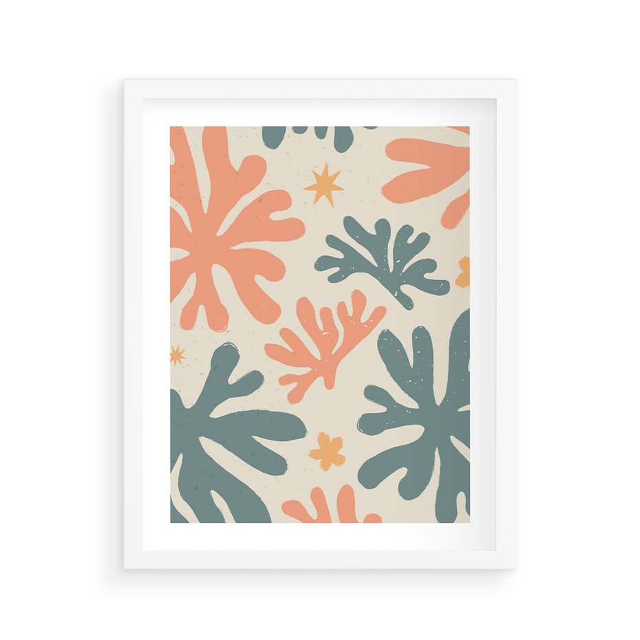 Plakat w ramie 40x50 - Boho Wybuch - boho formy, kształty - rama biała