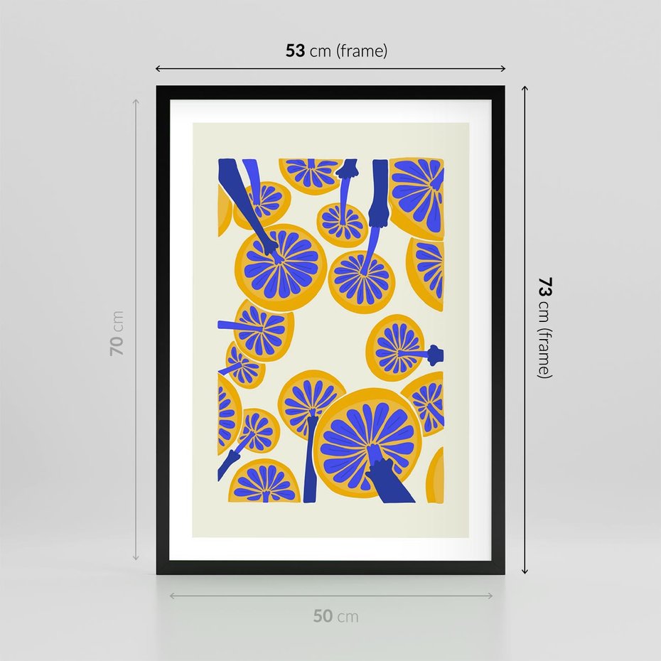 Plakat w ramie 50x70 - Malowane w słońcu - abstrakcyjna kompozycja, grzyby - rama czarna