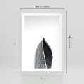 Plakat w ramie 50x70 - Czarno-Biały Wieżowiec - architektura, wieżowiec - rama biała